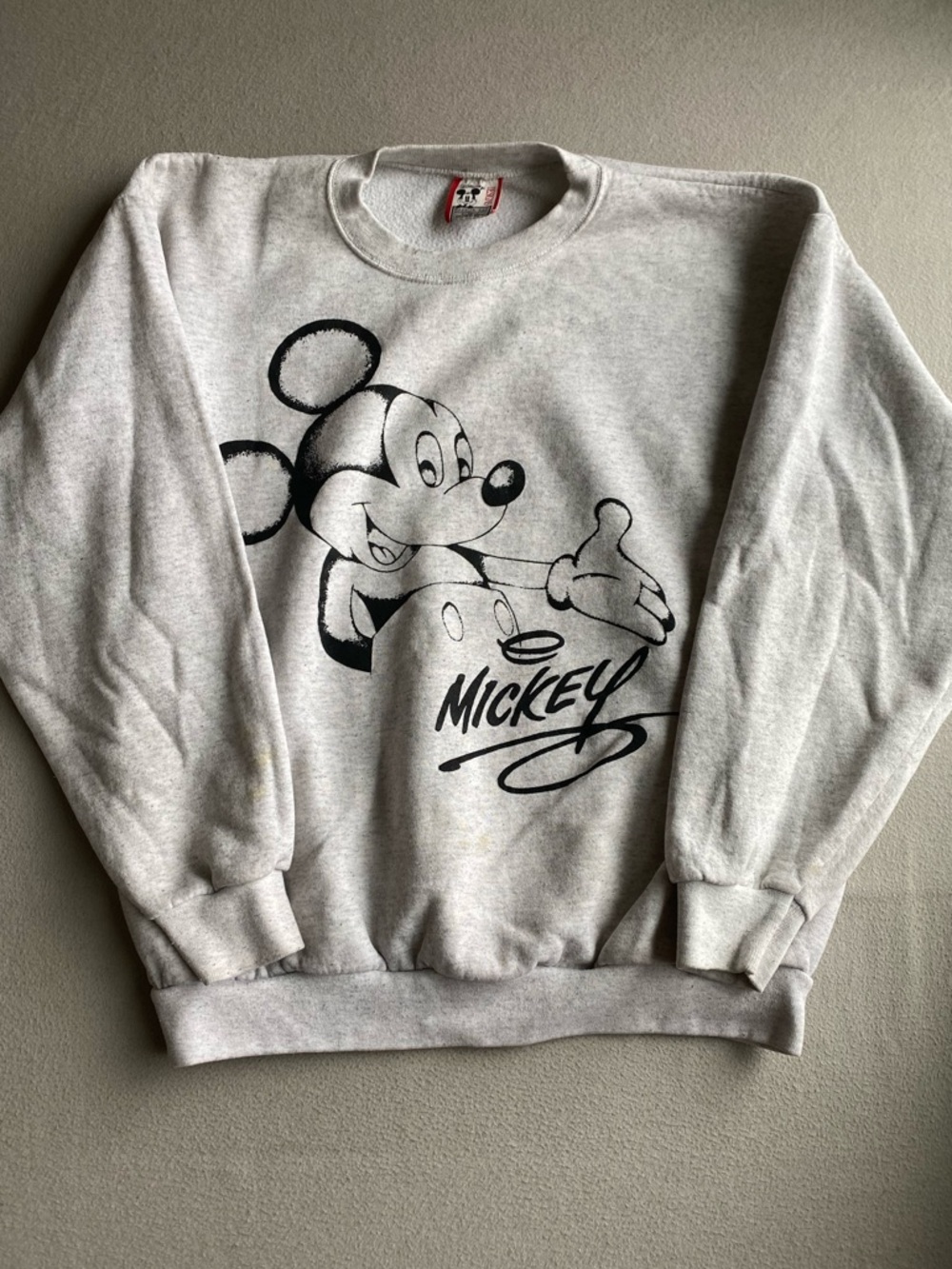 Disney Gray Crewneck Sweatshirt with Black Mickey Graphic